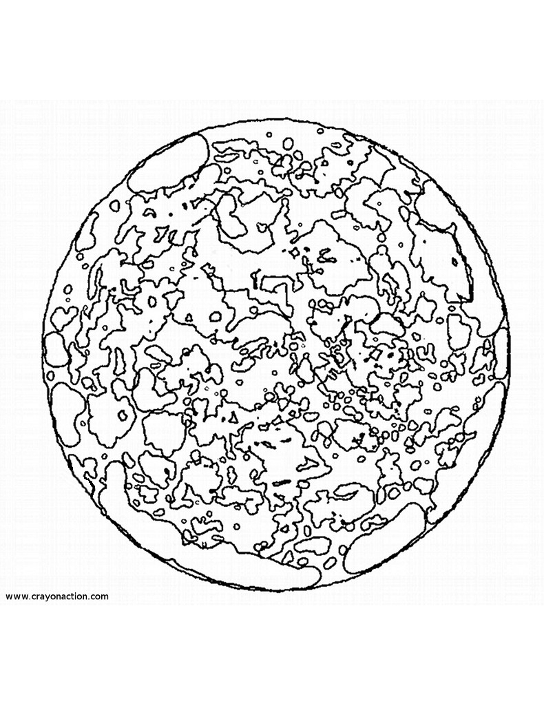 Coloriage d'une planète avec des étoiles et des nuages