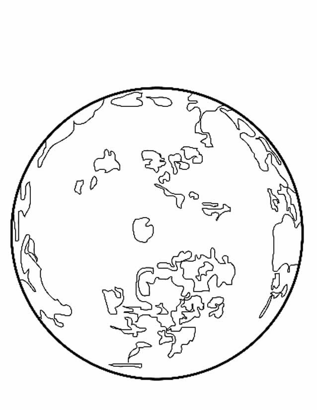 Coloriage d'une planète entourée d'étoiles et de nuages