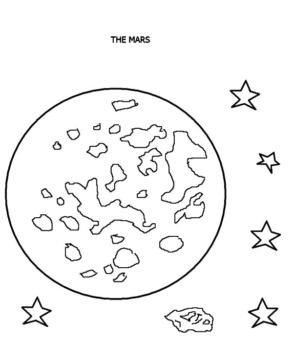 Coloriage d'une planète entourée d'étoiles et de nuages
