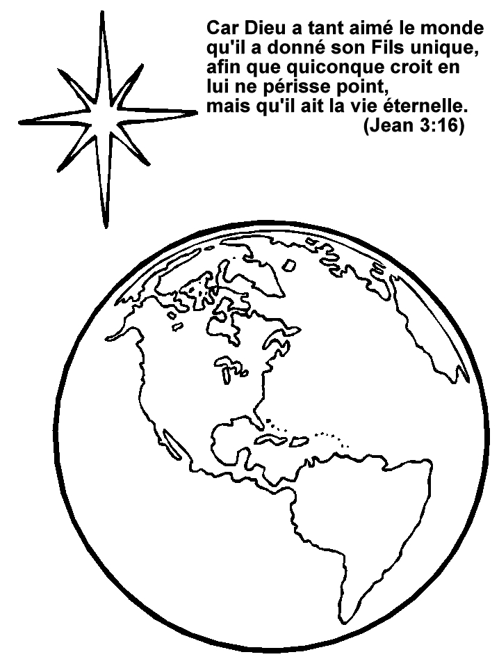 Coloriage d'une planète entourée d'étoiles et de nuages