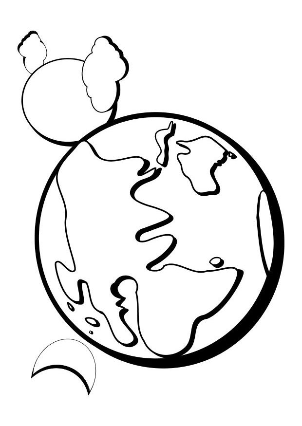 Coloriage d'une planète avec des étoiles et des motifs