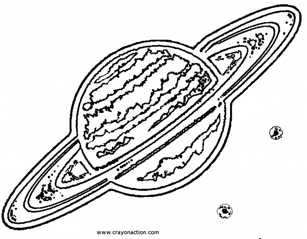 Coloriage d'une planète entourée d'étoiles et de nuages