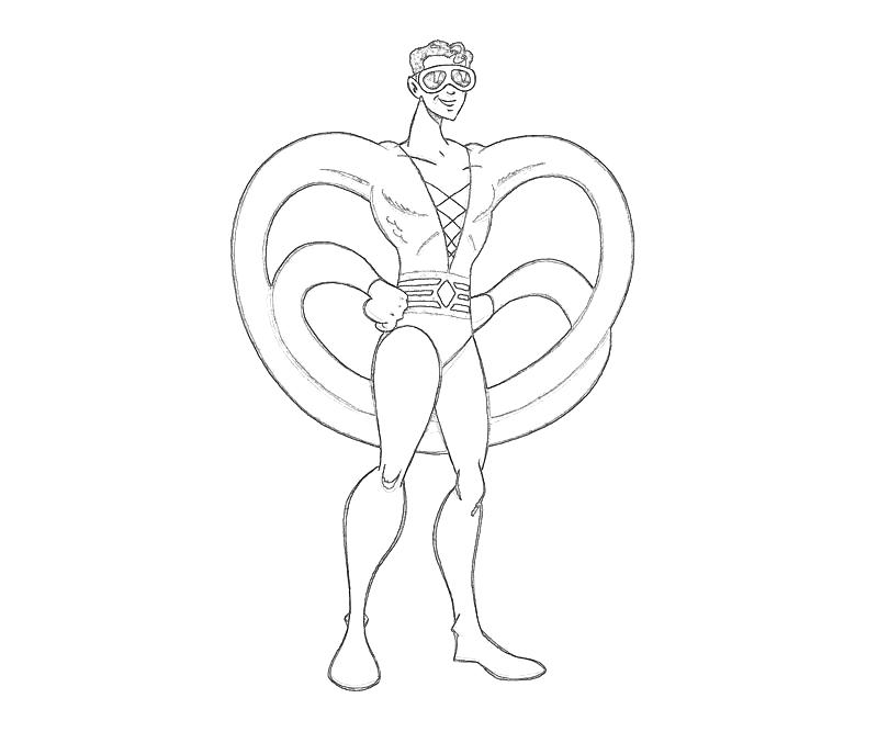 Coloriage de Plastic Man en pleine action avec des éléments urbains