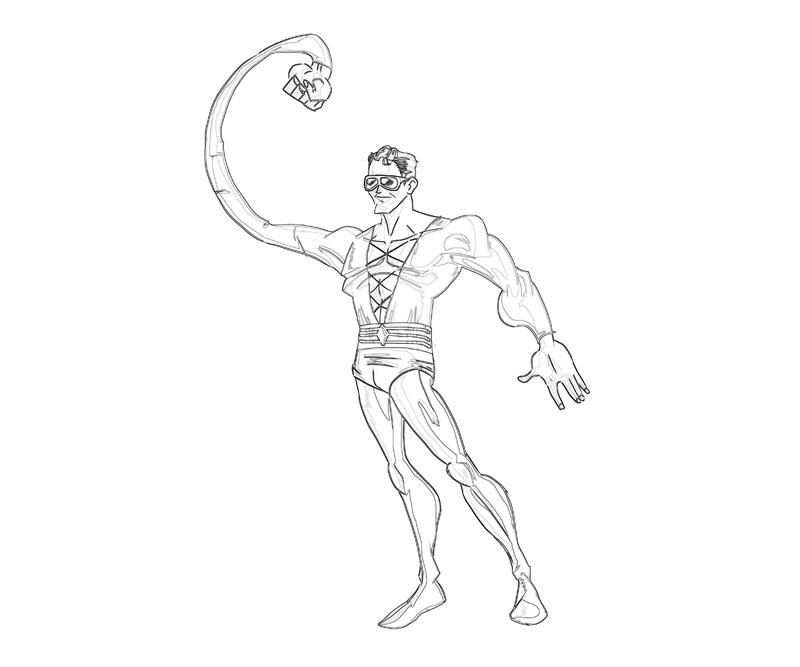 Coloriage de Plastic Man en pleine action avec un décor urbain