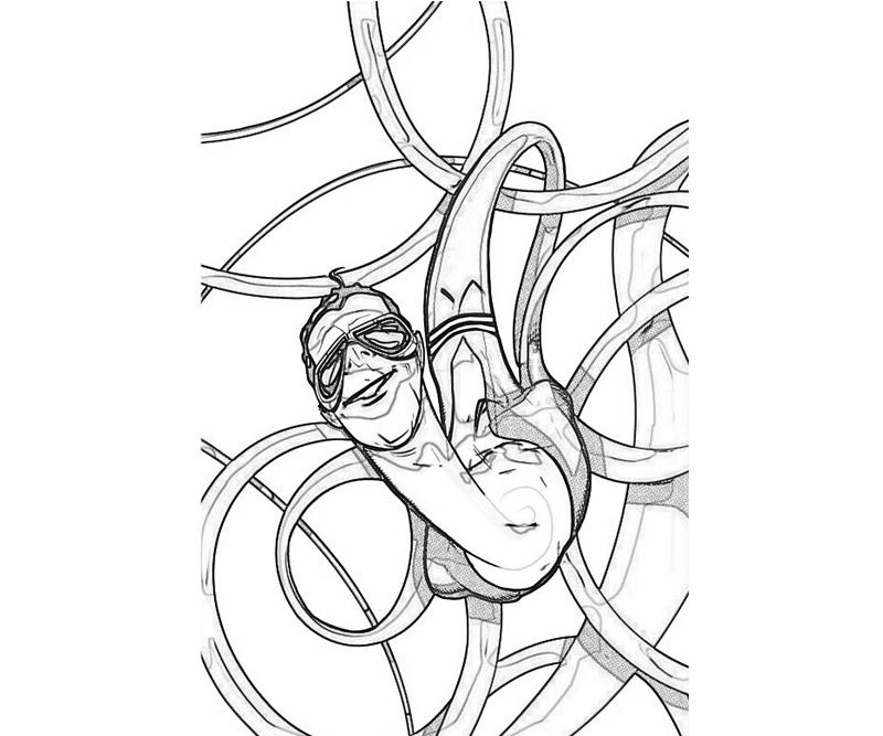Coloriage de Plastic Man en pleine action dans un décor urbain
