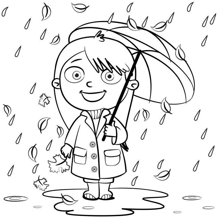 Un enfant heureux sous la pluie avec un parapluie coloré