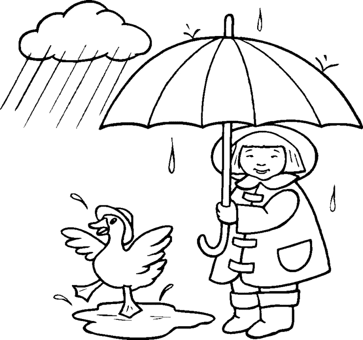 Un enfant sous une pluie joyeuse avec des gouttes dans un paysage