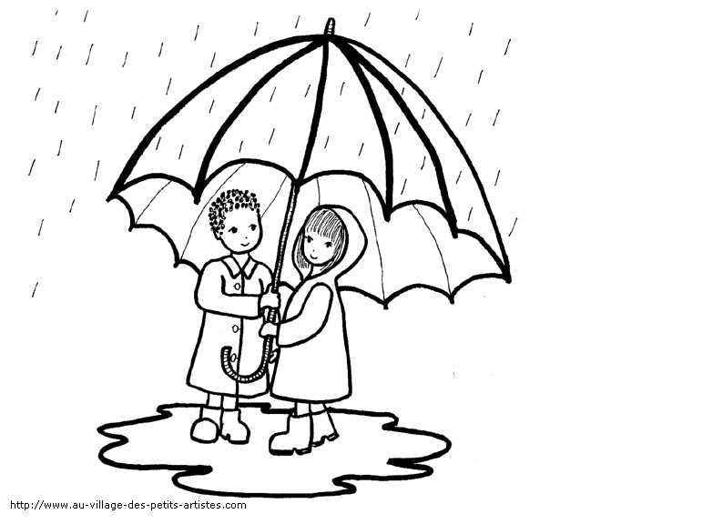 Un enfant jouant sous la pluie avec un parapluie coloré