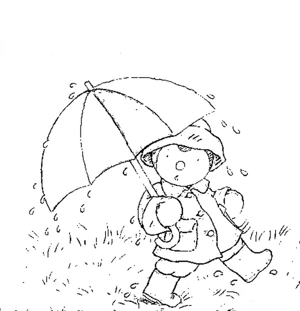 Un enfant sous la pluie avec un parapluie dans un paysage nuageux