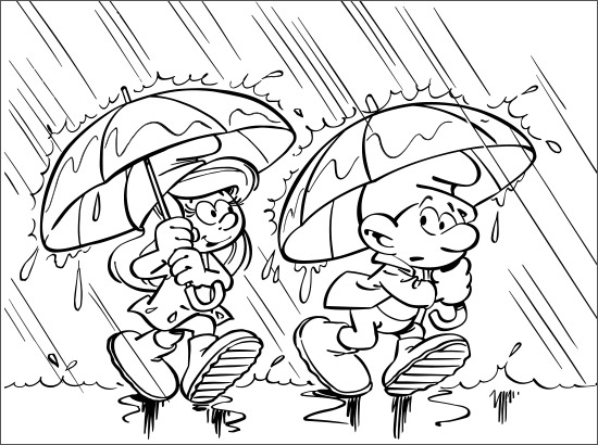 Un enfant jouant sous la pluie avec un parapluie coloré