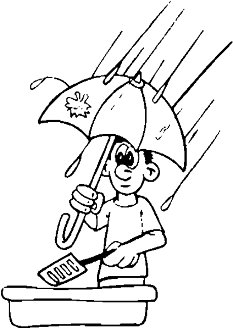 Un enfant jouant sous la pluie avec un parapluie coloré