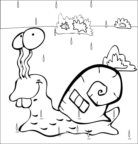 Coloriage de la pluie avec un parapluie et des gouttes d'eau