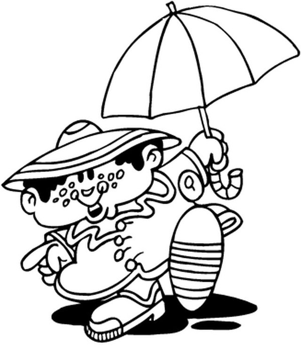 Scène de pluie avec un parapluie sous un ciel nuageux