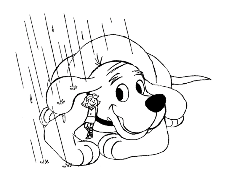 Un enfant sous la pluie avec un parapluie coloré