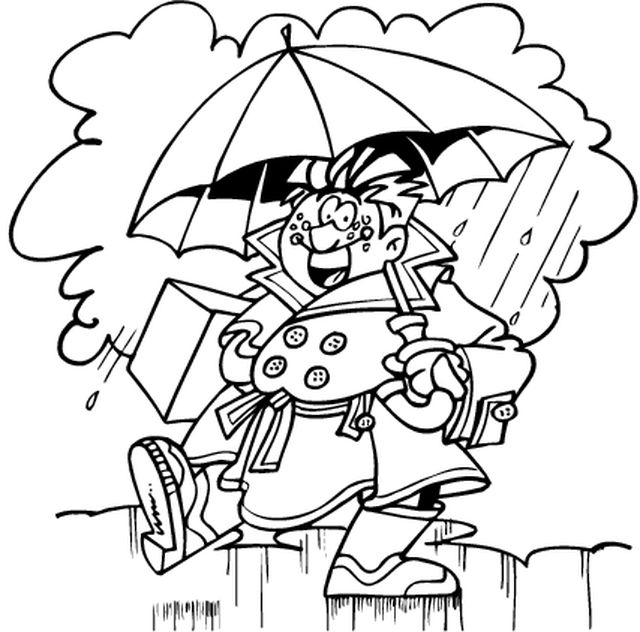 Un enfant jouant sous la pluie avec un parapluie coloré