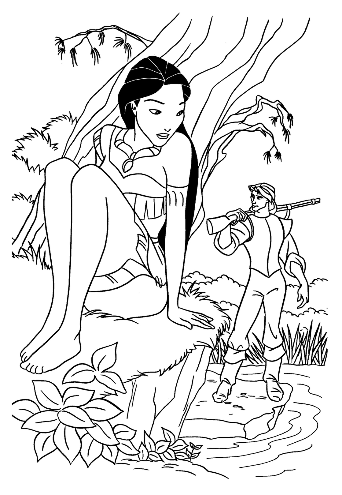 Pocahontas en pleine contemplation devant la nature
