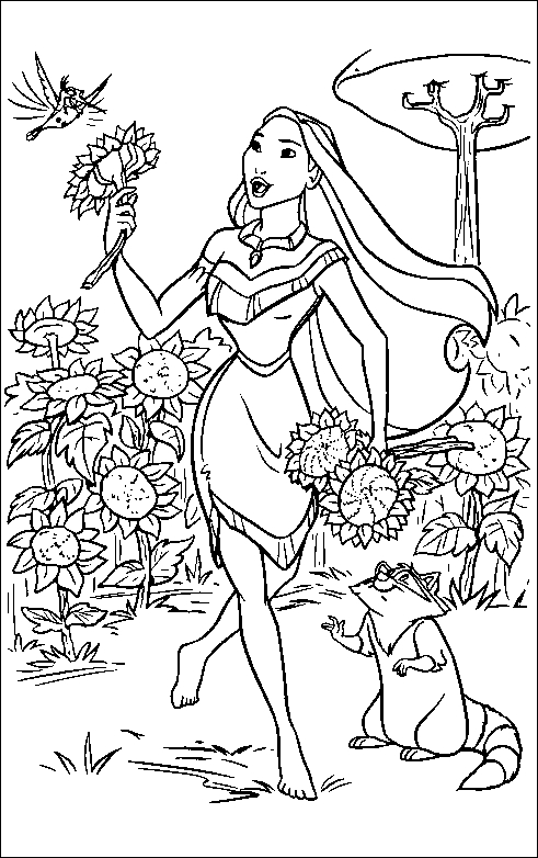 Pocahontas en pleine contemplation au bord d'une rivière