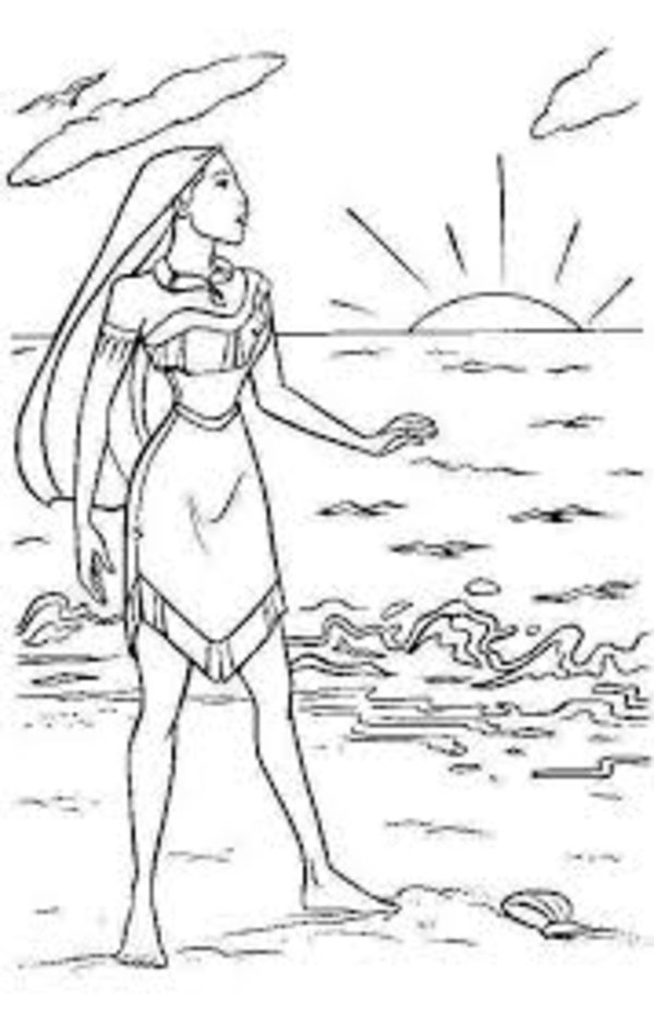 Pocahontas en pleine contemplation au bord de l'eau