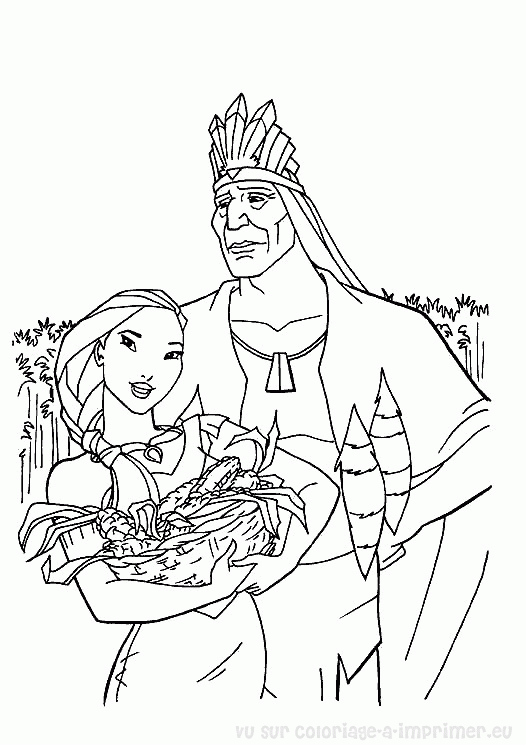 Pocahontas en pleine contemplation au bord d'une rivière