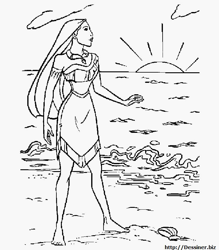Pocahontas en train de contempler la nature environnante