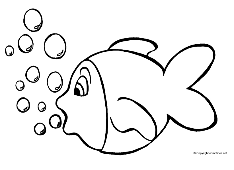 Coloriage d'un poisson coloré évoluant dans son environnement aquatique