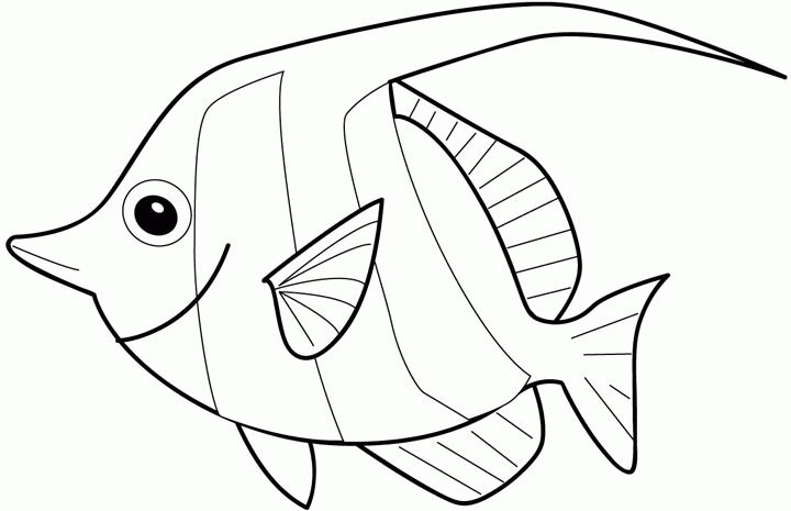 Coloriage d'un poisson stylisé évoluant dans son habitat aquatique