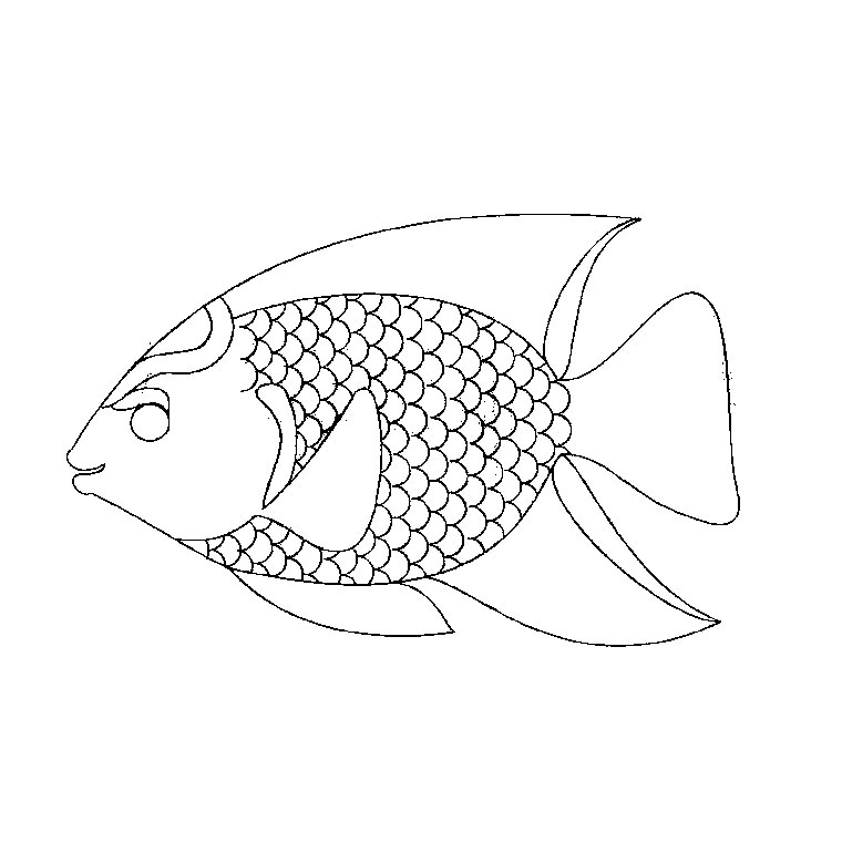 Coloriage d'un poisson coloré évoluant dans un fond marin