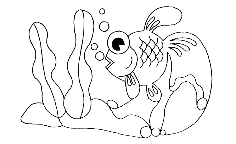 Coloriage d'un poisson animé dans son habitat marin