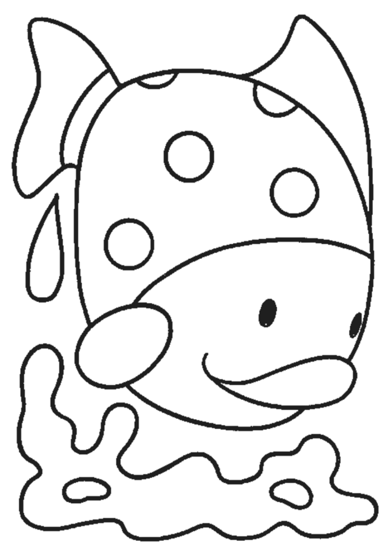 Coloriage de poisson nageant dans des vagues stylisées