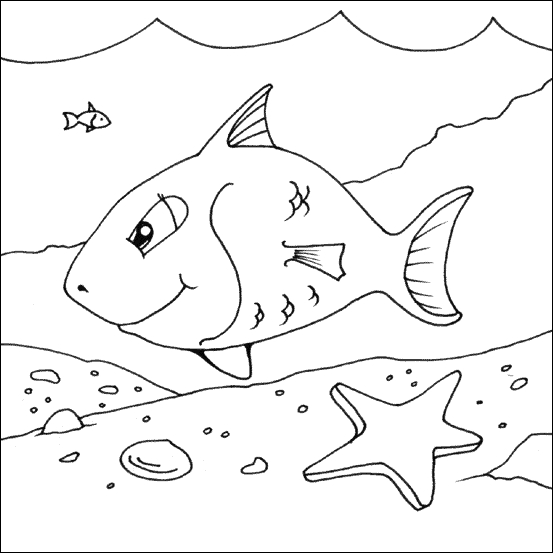 Coloriage d'un poisson stylisé dans un environnement aquatique