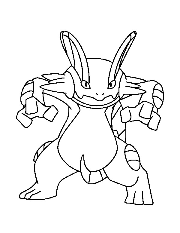 Coloriage d'un Pokémon de type eau sur fond naturel