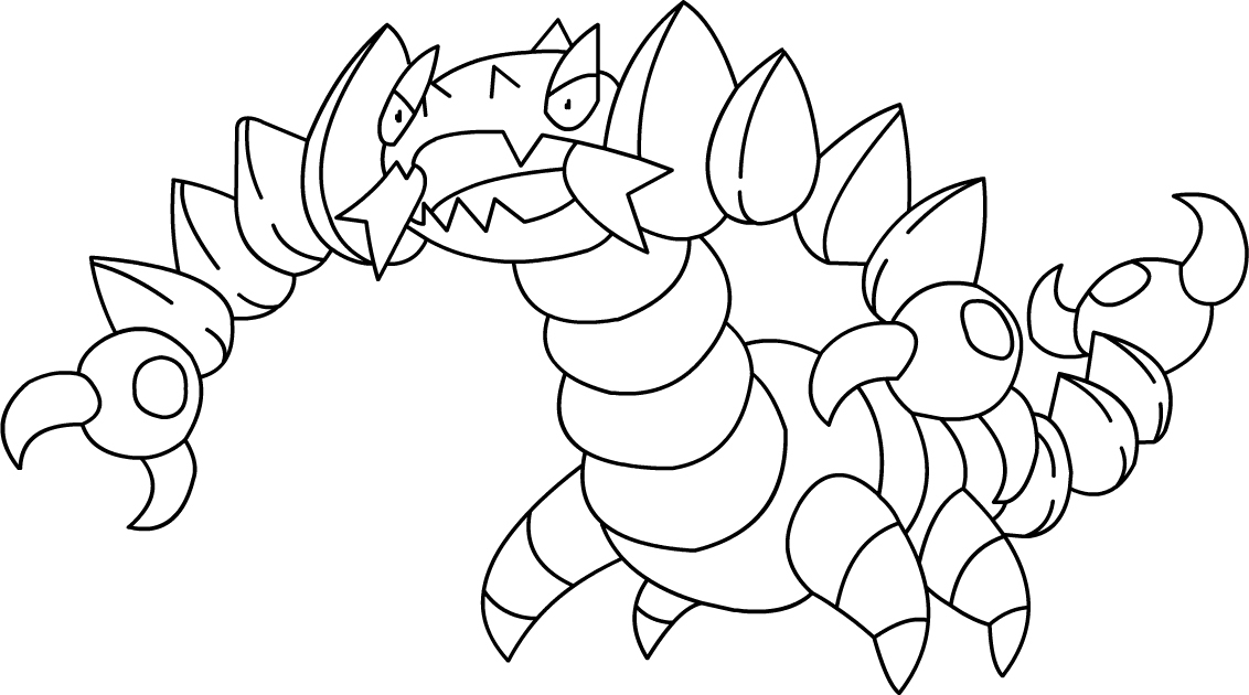 Coloriage d'un Pokémon en pleine aventure dans un cadre naturel