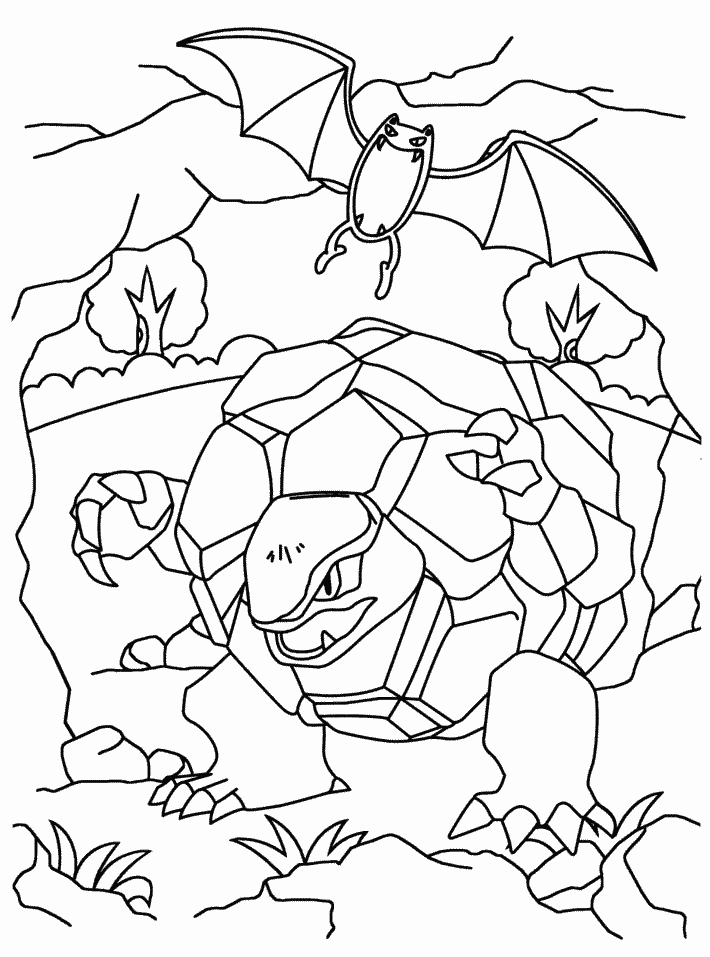 Coloriage d'un Pokémon en action dans un décor naturel