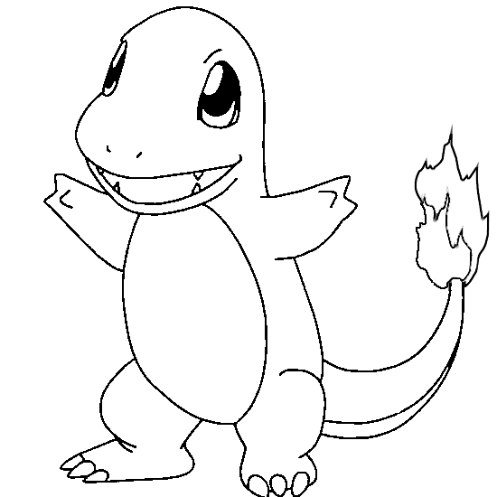 Coloriage de Pokémon avec un personnage en action dans un paysage simple Coloriage de Pokémon avec un personnage en action dans un paysage simple