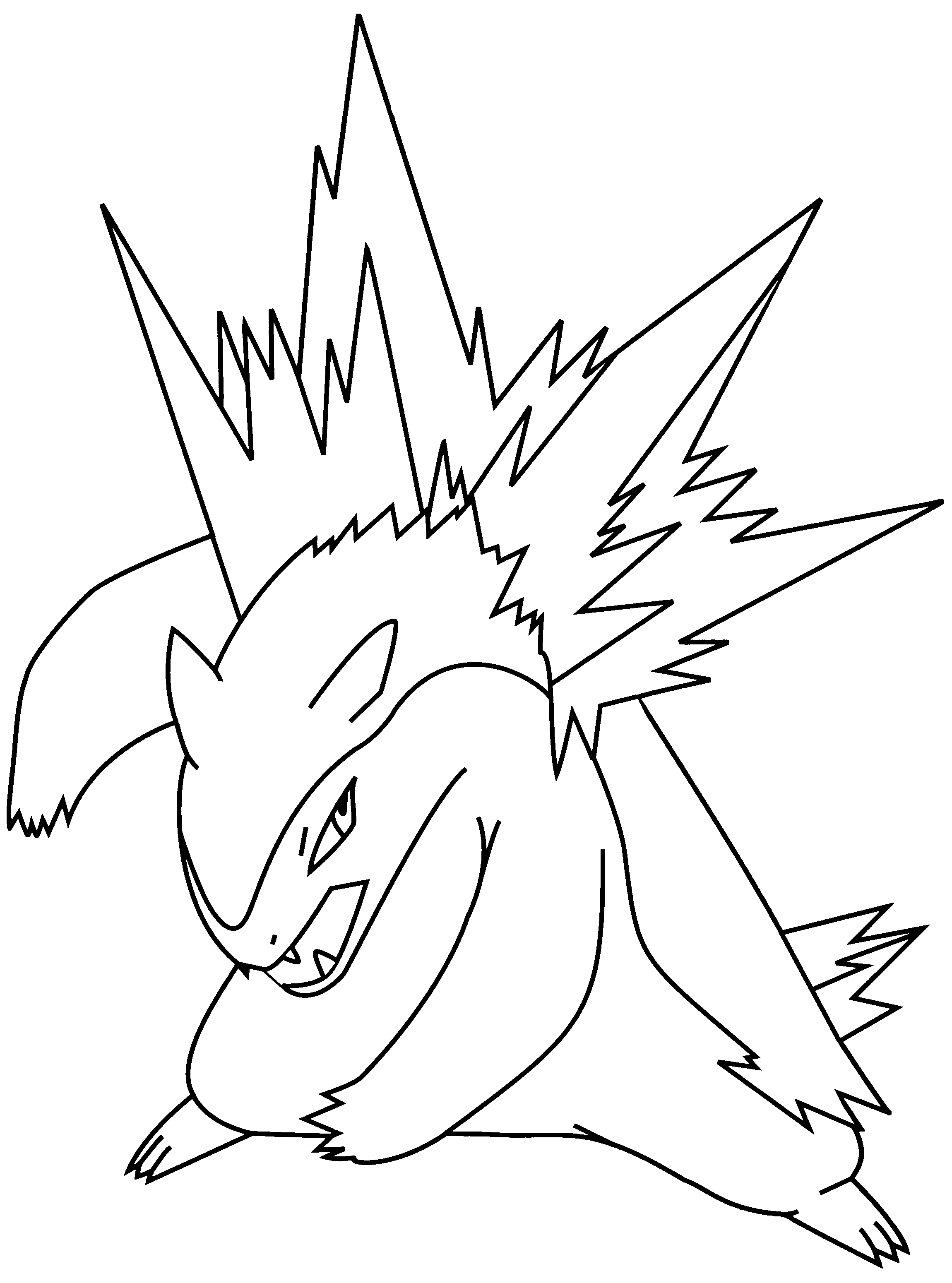 Coloriage de Pokémon avec un personnage en action au milieu d'un décor naturel