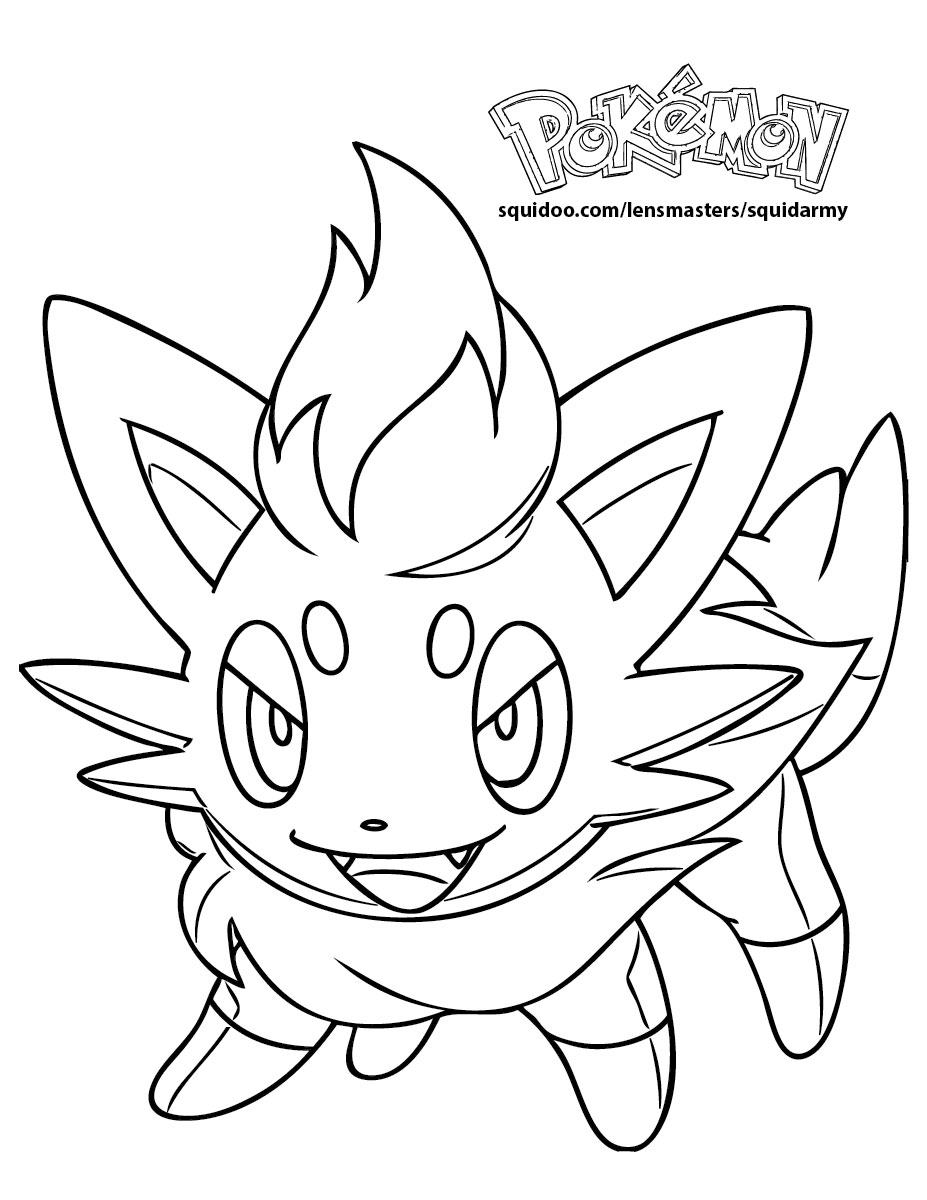 Coloriage de Pikachu jouant dans la nature
