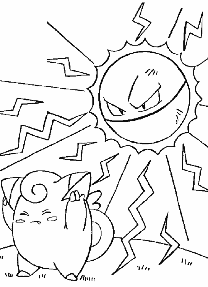 Coloriage de Pikachu s'amusant dans un environnement naturel
