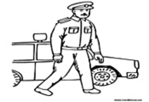 Un policier en action dans un décor urbain