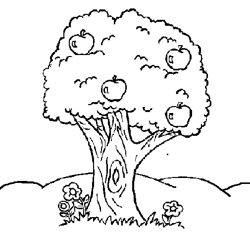Un pommier en fleurs dans un jardin animé Un pommier en fleurs dans un jardin animé