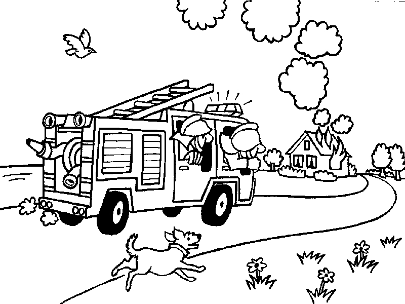 Un pompier en action avec son camion dans une scène urbaine