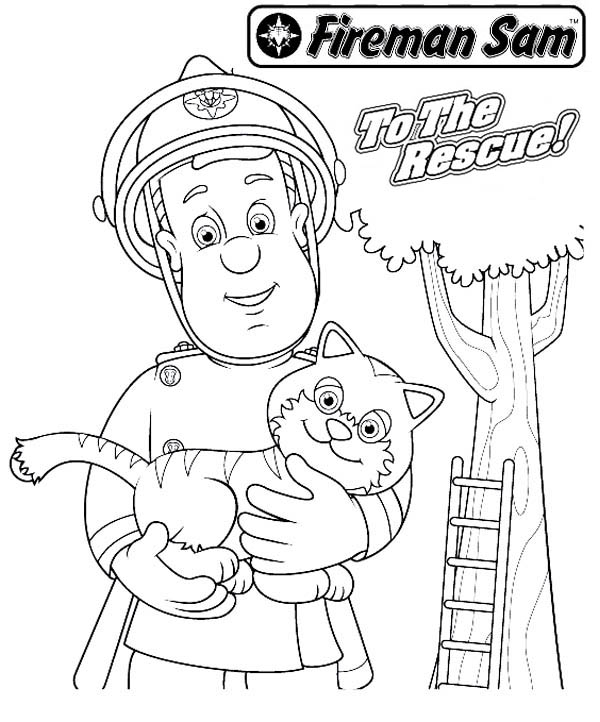Coloriage d'un pompier en action avec son camion dans un environnement urbain