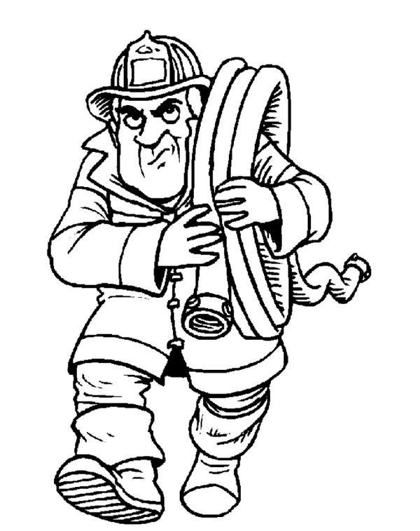 Un pompier en action face à un incendie dans un décor urbain
