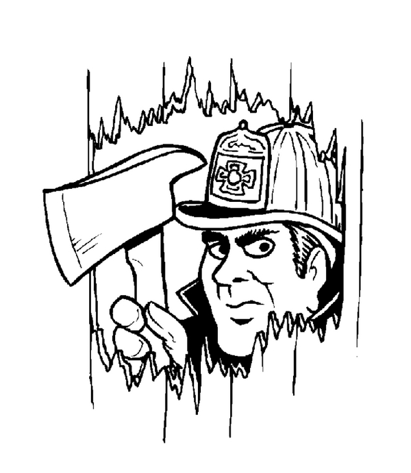 Un pompier en action face à un incendie dans un décor urbain