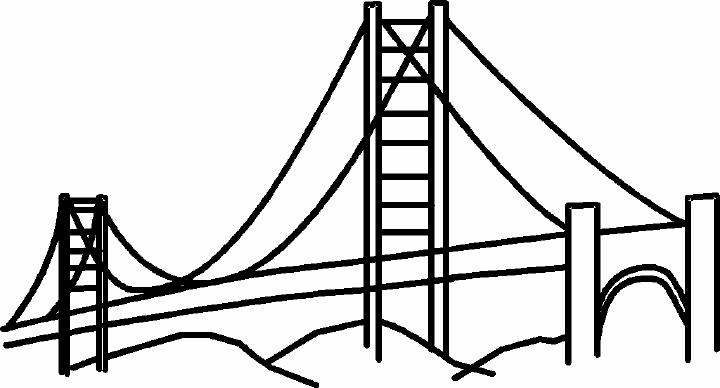 Coloriage d'un pont majestueux surplombant un paysage naturel