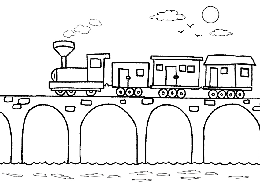 Coloriage d'un pont surplombant une rivière paisible