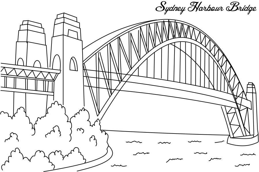 Coloriage d'un pont majestueux au-dessus d'une rivière tranquille
