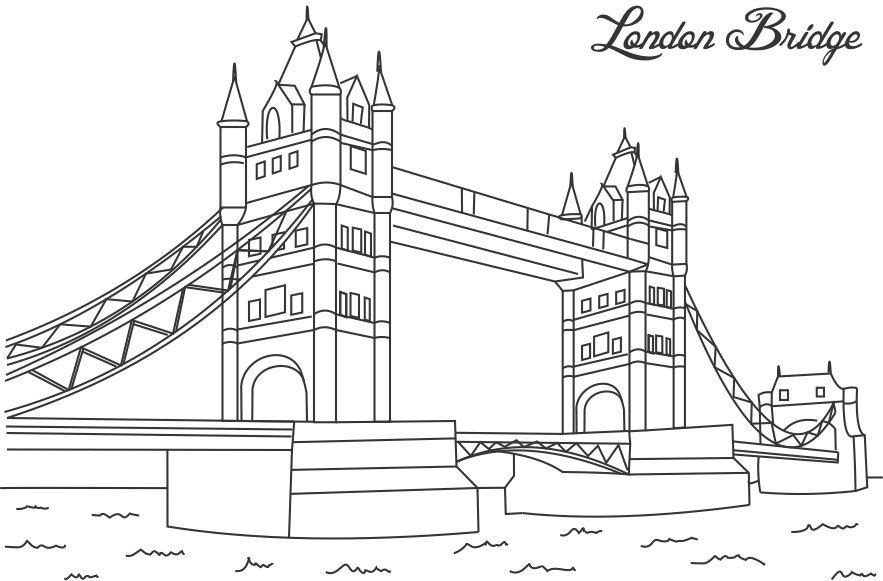 Coloriage d'un pont majestueux surplombant un paysage naturel