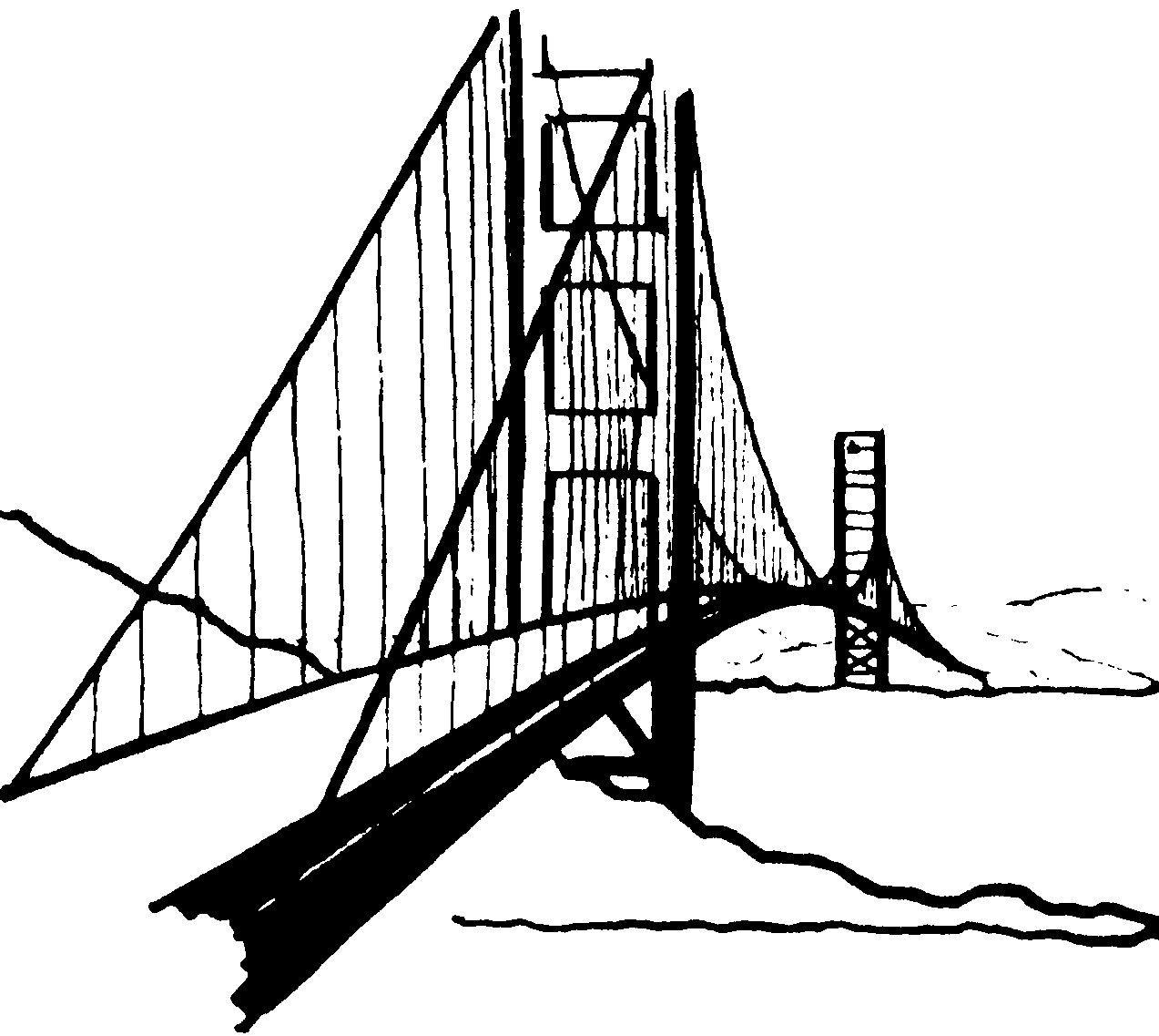 Coloriage d'un pont au-dessus d'une rivière paisible