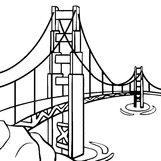 Coloriage d'un pont majestueux au-dessus d'une rivière paisible