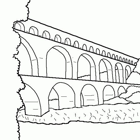 Coloriage d'un pont majestueux au-dessus d'une rivière tranquille